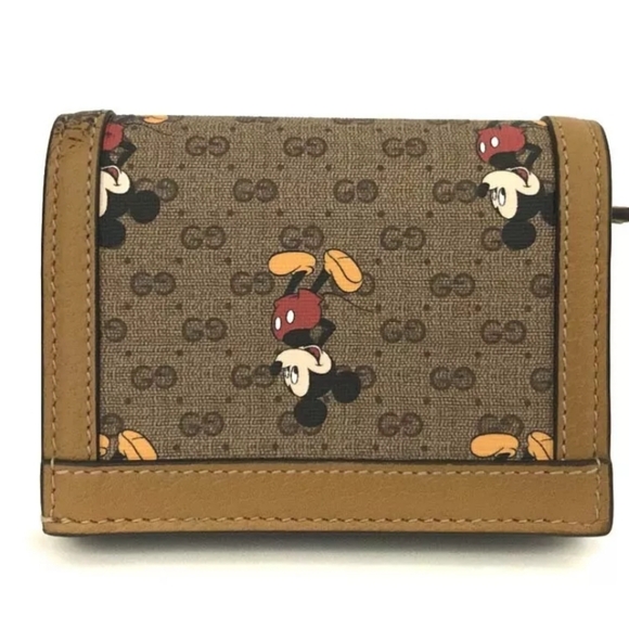 GUCCI Disney Collaboration Micro GG Logo PVC Leather Bifold Wallet W/Box & Dustb - Picture 4 of 9